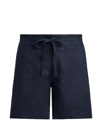 Ralph Lauren Drawstring Linen Shorts In Blue