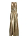 Ralph Lauren Sleeveless Metallic Gold Maxi Dress In Gold
