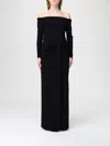 Ralph Lauren Off-shoulder Draped Dress In Black