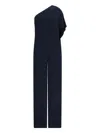 Ralph Lauren Cape Georgette One-shoulder Jumpsuit In Blue