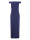 Ralph Lauren Off-shoulder Split Dress In Blue