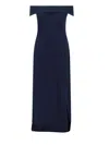 Ralph Lauren Off-shoulder Split Dress In Blue