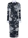 Ralph Lauren Floral Jacquard Sweater Day Dress In Navy Multi