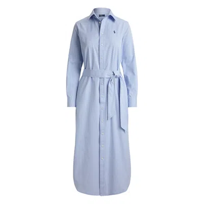 Ralph Lauren Light Blue Polo Pony-embroidered Midi Dress