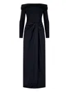 Ralph Lauren Off-shoulder Draped Dress In Black