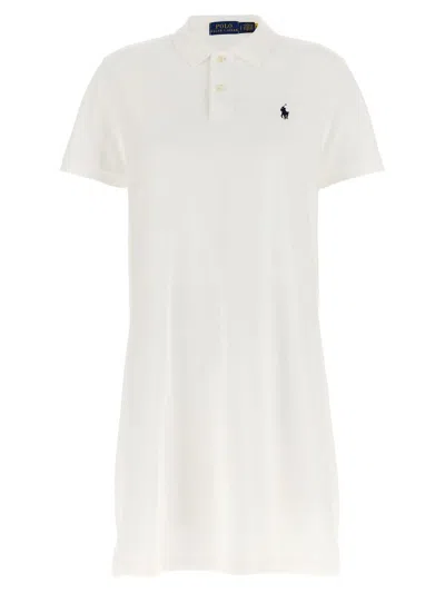 Ralph Lauren Cotton Mesh Polo Dress In White