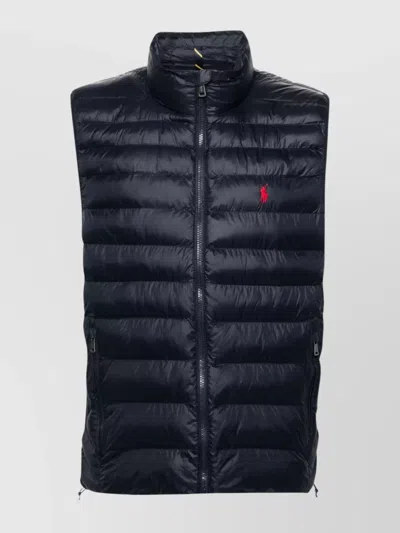 Ralph Lauren Earth Quilted High-neck Drawstring Jacket In Blue