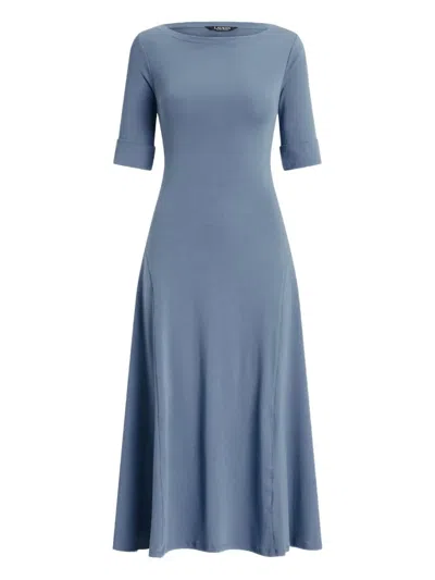 Ralph Lauren Elbow-sleeve Midi Dress In Blue