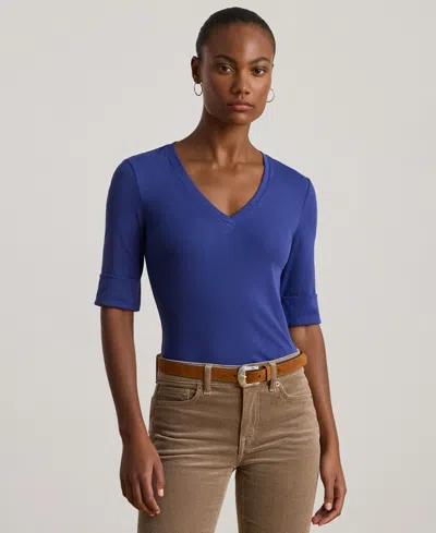 Ralph Lauren Elbow-sleeve Top In Blue