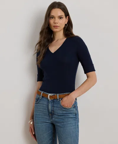 Ralph Lauren Elbow-sleeve Top In Blue