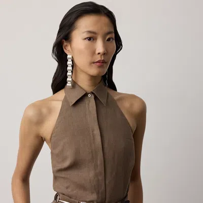 Ralph Lauren Eldred Linen Top In Portobello In Brown