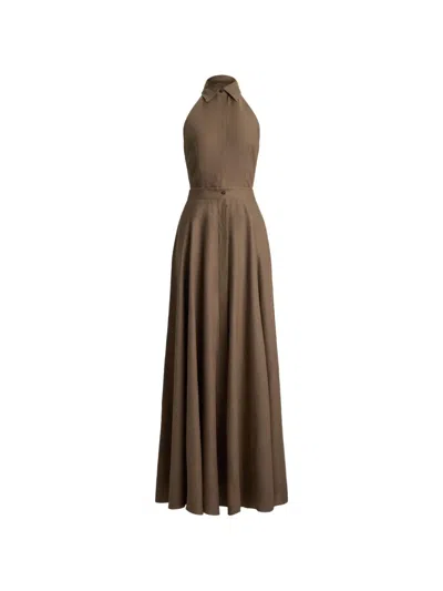 Ralph Lauren Collection Linen Eldred Maxi Dress In Brown