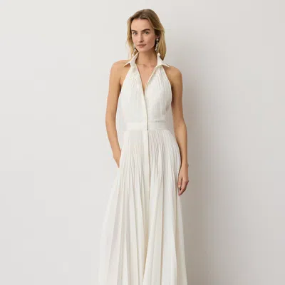 Ralph Lauren Eldred Pleated Day Dress In White
