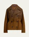 Ralph Lauren Eldridge Degrade Suede Leather Belted Moto Jacket