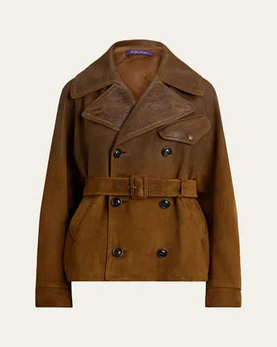 Ralph Lauren Eldridge Degrade Suede Leather Belted Moto Jacket