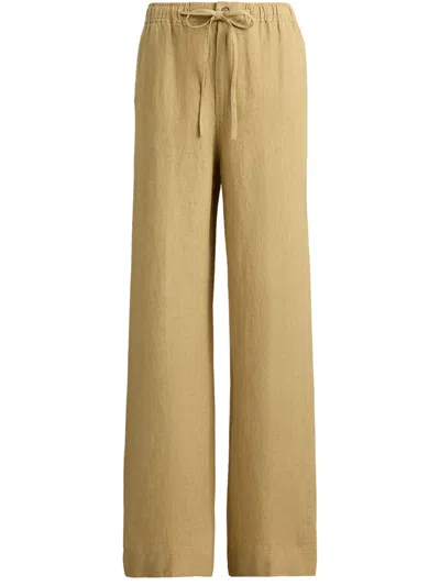 Ralph Lauren Elegant Linen Trousers For Women In Beige
