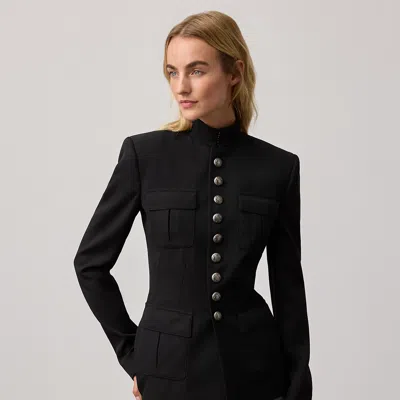 Ralph Lauren Eliza Grain De Poudre Jacket In Black In Multi