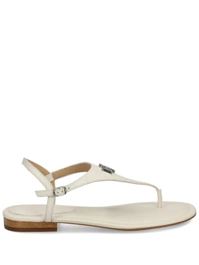 Ralph Lauren Ellington Lizard-embossed Leather Sandals In White