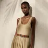 Polo Ralph Lauren Ellis Rib-knit Cotton-blend Tank Top In Lux Tan