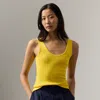 Ralph Lauren Ellis Rib-knit Cotton-blend Tank Top In Yellow