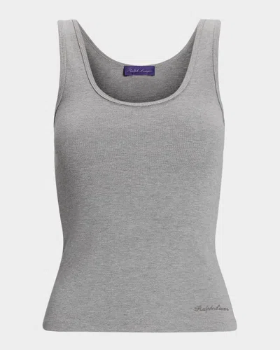 Ralph Lauren Ellis Ribbed Cotton Tank Top In Gray