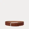 Polo Ralph Lauren Elongated-buckle Leather Belt In Cuoio/silver