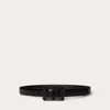 Ralph Lauren Embellished-buckle Embossed Skinny Belt In Black
