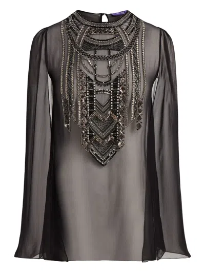 Ralph Lauren Embellished Cape Top In Black