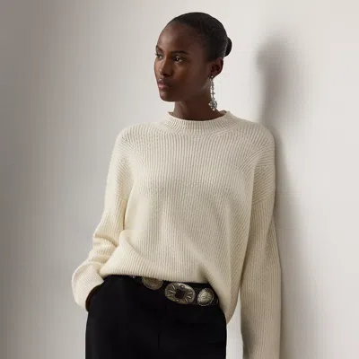 Ralph Lauren Embellished Cashmere Crewneck Sweater In White