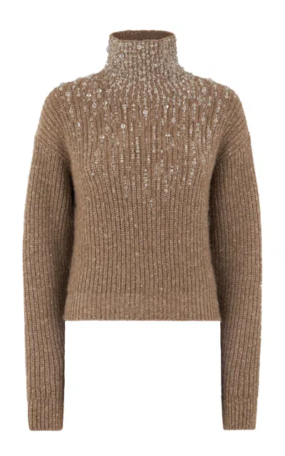 Polo Ralph Lauren Embellished Cashmere Sweater In Brown