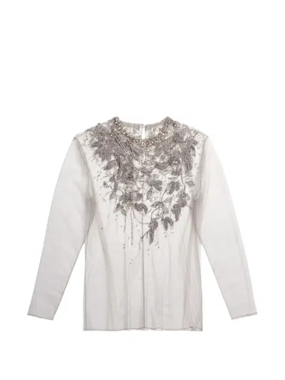 Ralph Lauren Embellished Embroidered Blouse In White