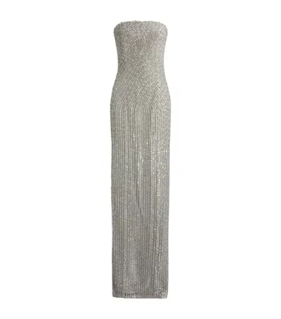 Ralph Lauren Embellished Shelly Maxi Dress In Gray