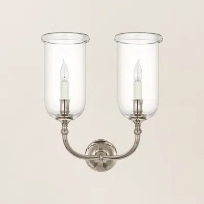 Ralph Lauren Embers Double Hurricane Sconce In Silver