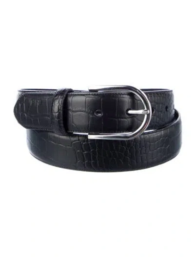 Pre-owned Ralph Lauren Embossed Leather Belt In Blue