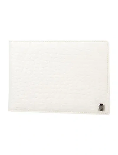 Pre-owned Ralph Lauren Embossed Leather Coin Pouch In White