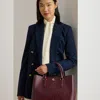 Ralph Lauren Embossed Leather Large Marcy Satchel In Burgundy