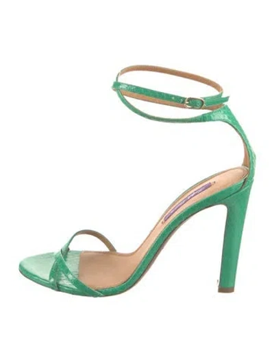 Pre-owned Ralph Lauren Embossed Leather Sandals In Green