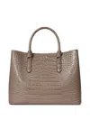 Ralph Lauren Marcy Large Embossed Leather Satchel In Neutral