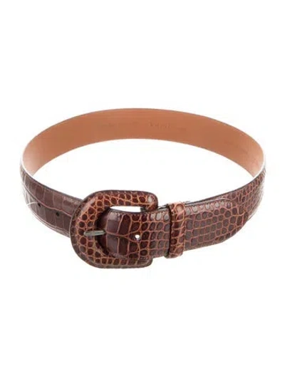 Pre-owned Ralph Lauren Embossed Leather Waist Belt In Brown