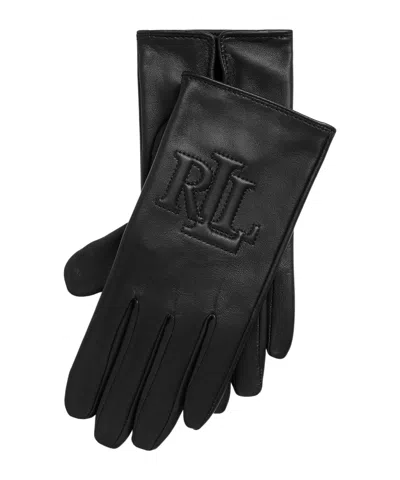 Ralph Lauren Embossed Logo Gloves In Black