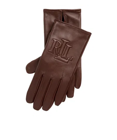 Ralph Lauren Embossed Logo Gloves In Brown