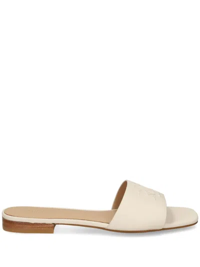 Ralph Lauren Embossed Logo Sandals In White