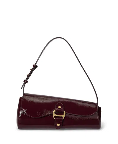 Ralph Lauren Embossed Small Satchel Bag In Burgundy