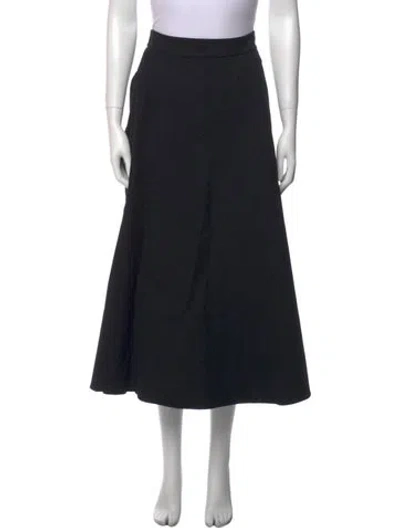 Pre-owned Ralph Lauren Embroidered Accent Midi Length Skirt In Black