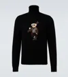 Ralph Lauren Long Sleeve Turtleneck Pullover Embroidered In Black
