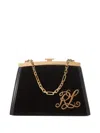 Ralph Lauren Embroidered Chain-strap Bag In Black