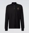 Ralph Lauren Long-sleeve Polo Shirt With Embroidered Bear Motif In Black