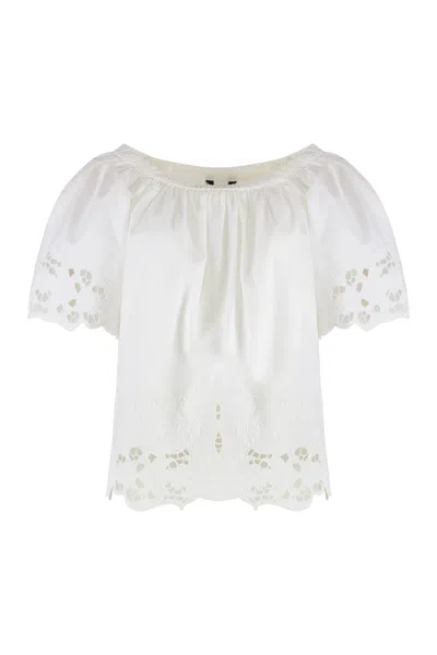 Ralph Lauren Embroidered Cotton Blouse In White