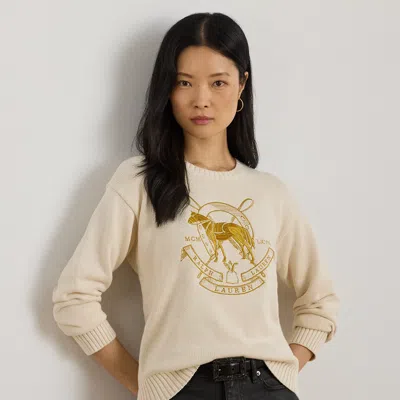 Ralph Lauren Embroidered Cotton Crewneck Sweater In Multi