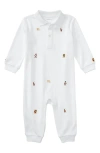 Ralph Lauren Embroidered Cotton Interlock Romper